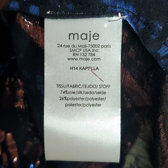 Maje Metallic Jacquard Blouse Size 3/Large NWT - Picture 5 of 7